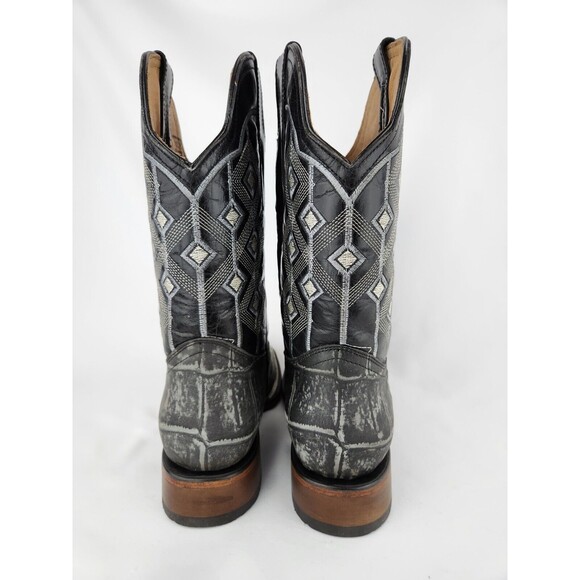NEW ALFA Mens Western Leather Cowboy‎ Boots Gray Black Alligator Mexican 27 US 9 - Picture 5 of 16